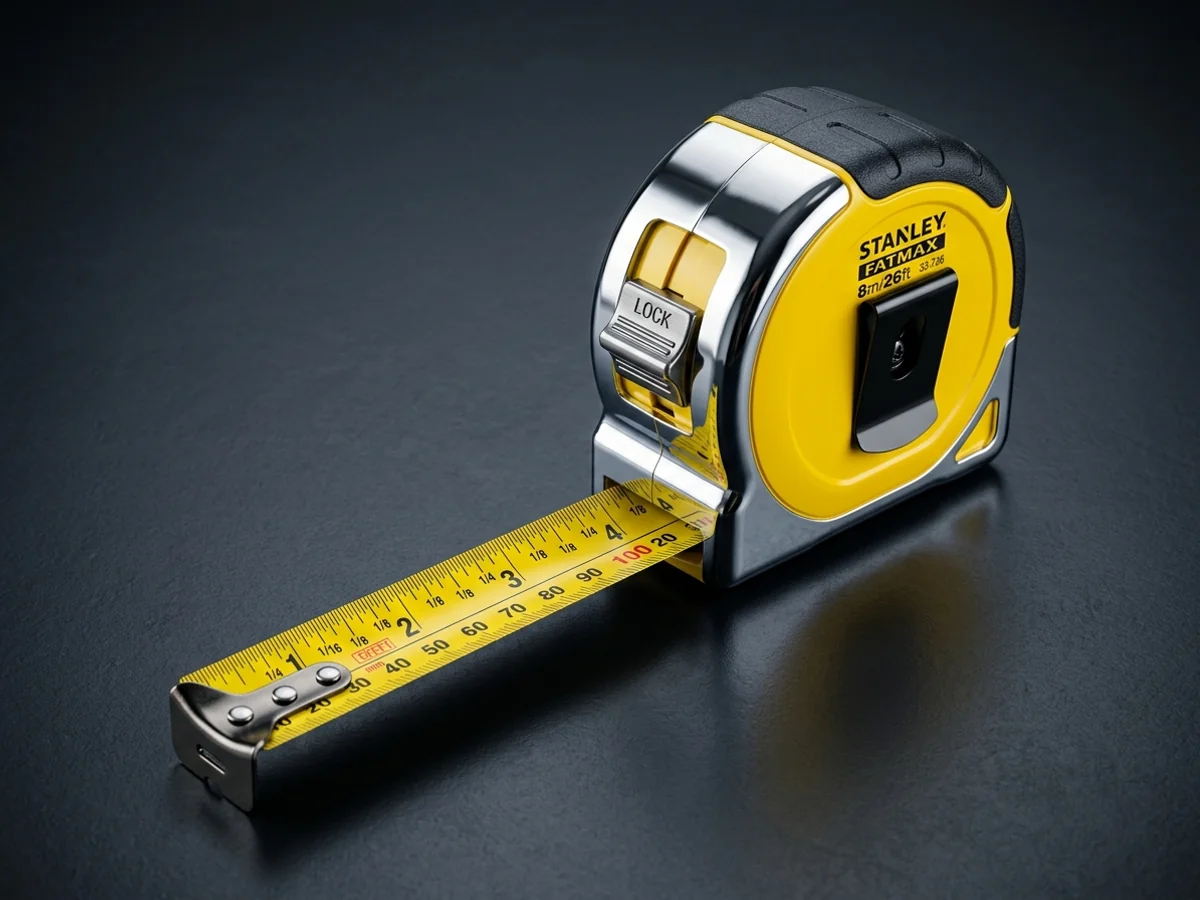 Precision dual-scale tape measure with imperial inches and metric millimeters